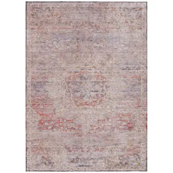 8' X 10' Terra Cotta And Beige Medallion Washable Indoor Outdoor Area Rug