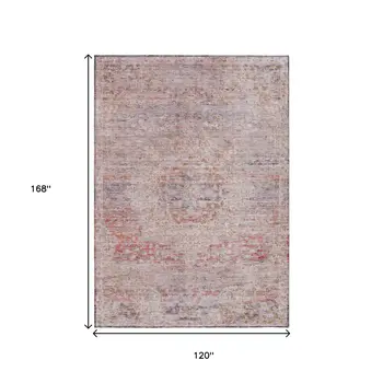 10' X 14' Terra Cotta And Beige Medallion Washable Indoor Outdoor Area Rug