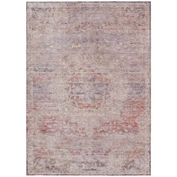 10' X 14' Terra Cotta And Beige Medallion Washable Indoor Outdoor Area Rug