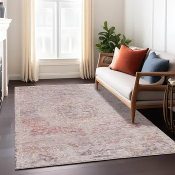 10' X 14' Terra Cotta And Beige Medallion Washable Indoor Outdoor Area Rug