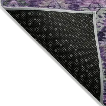 8' X 10' Eggplant Plum And Lavender Aztec Washable Indoor Outdoor Area Rug