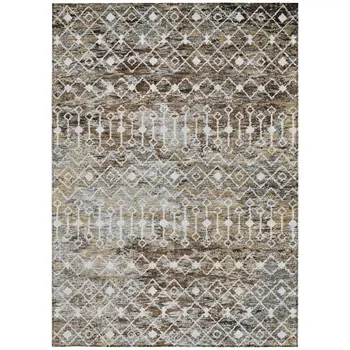 3' X 5' Brown And Beige Argyle Washable Indoor Outdoor Area Rug