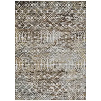 5' X 8' Brown And Beige Argyle Washable Indoor Outdoor Area Rug