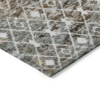 5' X 8' Brown And Beige Argyle Washable Indoor Outdoor Area Rug