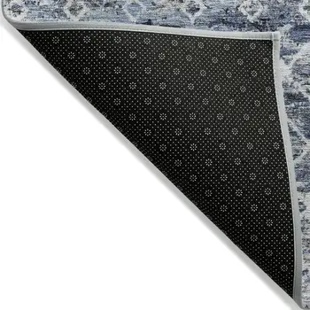 3' X 5' Blue And Silver Argyle Washable Indoor Outdoor Area Rug