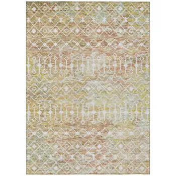 3' X 5' Peach And Ivory Argyle Washable Indoor Outdoor Area Rug