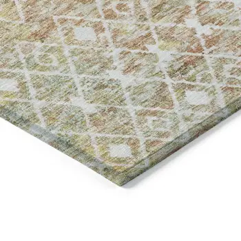 10' X 14' Peach And Ivory Argyle Washable Indoor Outdoor Area Rug