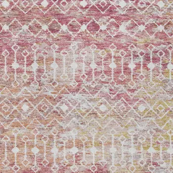 10' X 14' Pink And Ivory Argyle Washable Indoor Outdoor Area Rug