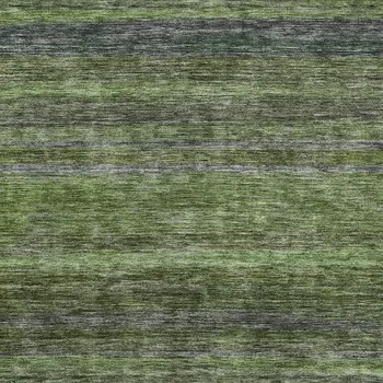 3' X 5' Artichoke Green And Gray Striped Washable Indoor Outdoor Area Rug
