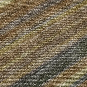 8' Brown And Gray Round Striped Washable Indoor Outdoor Area Rug