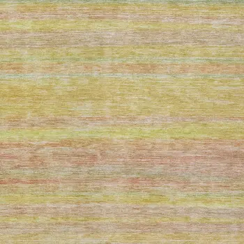 5' X 8' Gold And Blush Striped Washable Indoor Outdoor Area Rug