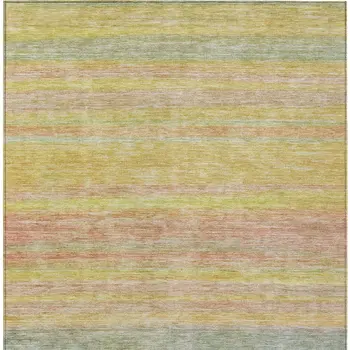 8' X 10' Gold And Blush Striped Washable Indoor Outdoor Area Rug