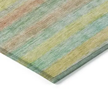 8' X 10' Gold And Blush Striped Washable Indoor Outdoor Area Rug