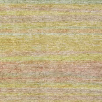 10' X 14' Gold And Blush Striped Washable Indoor Outdoor Area Rug