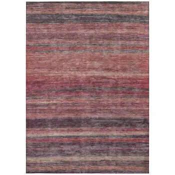 3' X 5' Rust And Blush Striped Washable Indoor Outdoor Area Rug