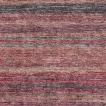 5' X 8' Rust And Blush Striped Washable Indoor Outdoor Area Rug