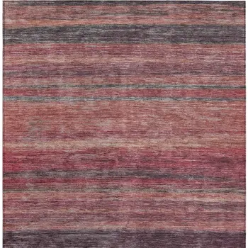 9' X 12' Rust And Blush Striped Washable Indoor Outdoor Area Rug