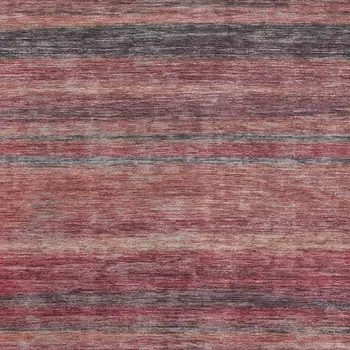 9' X 12' Rust And Blush Striped Washable Indoor Outdoor Area Rug