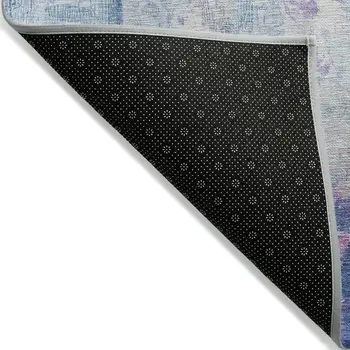 10' X 14' Blue Peach And Sky Blue Abstract Washable Indoor Outdoor Area Rug