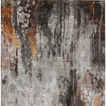 5' X 8' Gray Rust And Ivory Abstract Washable Indoor Outdoor Area Rug