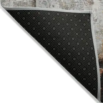 10' X 14' Gray Rust And Ivory Abstract Washable Indoor Outdoor Area Rug