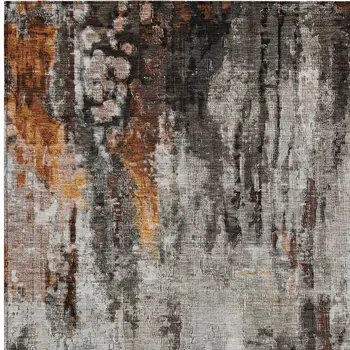 10' X 14' Gray Rust And Ivory Abstract Washable Indoor Outdoor Area Rug
