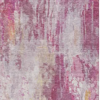 3' X 5' Pink Ivory And Lavender Abstract Washable Indoor Outdoor Area Rug