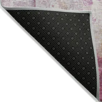 10' X 14' Pink Ivory And Lavender Abstract Washable Indoor Outdoor Area Rug
