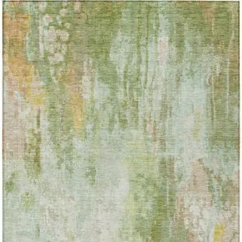 3' X 5' Sage Wheat And Ivory Abstract Washable Indoor Outdoor Area Rug