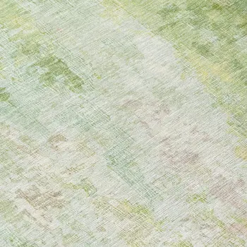 8' Sage Wheat And Ivory Round Abstract Washable Indoor Outdoor Area Rug