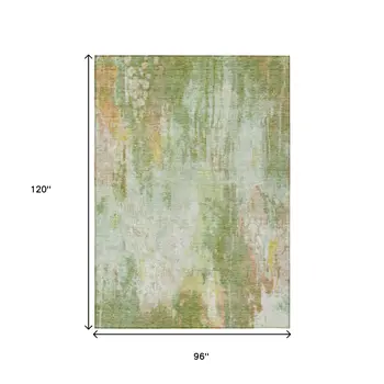 8' X 10' Sage Wheat And Ivory Abstract Washable Indoor Outdoor Area Rug