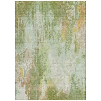 10' X 14' Sage Wheat And Ivory Abstract Washable Indoor Outdoor Area Rug