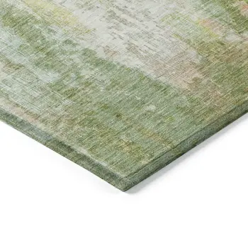 10' X 14' Sage Wheat And Ivory Abstract Washable Indoor Outdoor Area Rug