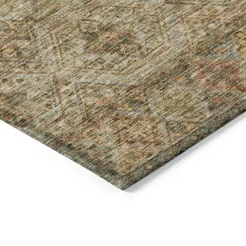 5' X 8' Copper Brown And Beige Medallion Washable Indoor Outdoor Area Rug