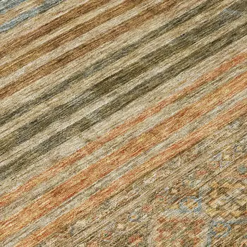 8' Copper Brown And Beige Round Medallion Washable Indoor Outdoor Area Rug