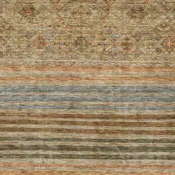9' X 12' Copper Brown And Beige Medallion Washable Indoor Outdoor Area Rug