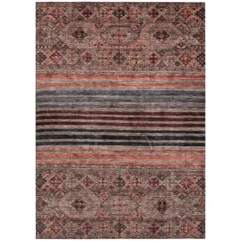 3' X 5' Rust Gray And Salmon Medallion Washable Indoor Outdoor Area Rug