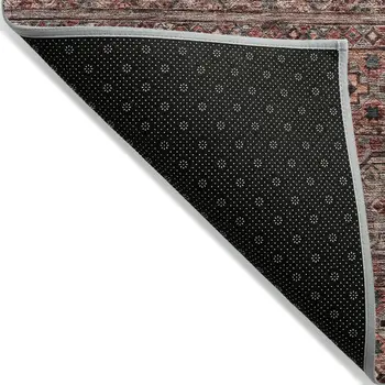 8' X 10' Rust Gray And Salmon Medallion Washable Indoor Outdoor Area Rug