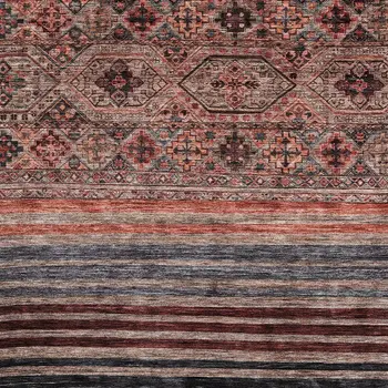 9' X 12' Rust Gray And Salmon Medallion Washable Indoor Outdoor Area Rug