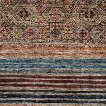 5' X 8' Taupe Brown And Blue Medallion Washable Indoor Outdoor Area Rug