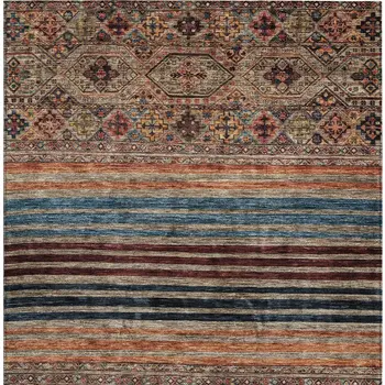 8' X 10' Taupe Brown And Blue Medallion Washable Indoor Outdoor Area Rug