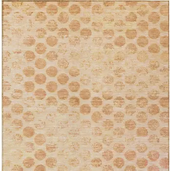 5' X 8' Peach And Rust Polka Dot Washable Indoor Outdoor Area Rug