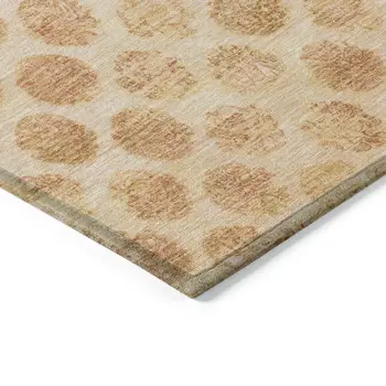 9' X 12' Peach And Rust Polka Dot Washable Indoor Outdoor Area Rug