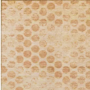 9' X 12' Peach And Rust Polka Dot Washable Indoor Outdoor Area Rug