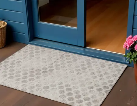 3' X 5' Taupe And Beige Polka Dot Washable Indoor Outdoor Area Rug