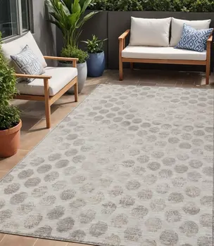 5' X 8' Taupe And Beige Polka Dot Washable Indoor Outdoor Area Rug