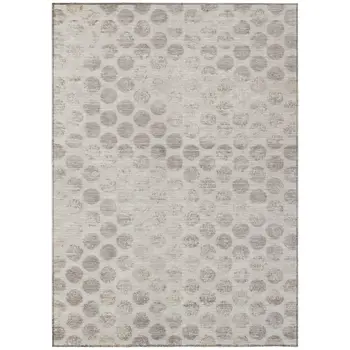 5' X 8' Taupe And Beige Polka Dot Washable Indoor Outdoor Area Rug