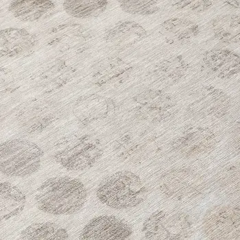 8' Taupe And Beige Round Polka Dot Washable Indoor Outdoor Area Rug