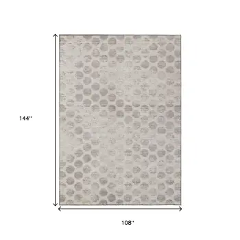 9' X 12' Taupe And Beige Polka Dot Washable Indoor Outdoor Area Rug