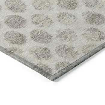9' X 12' Taupe And Beige Polka Dot Washable Indoor Outdoor Area Rug